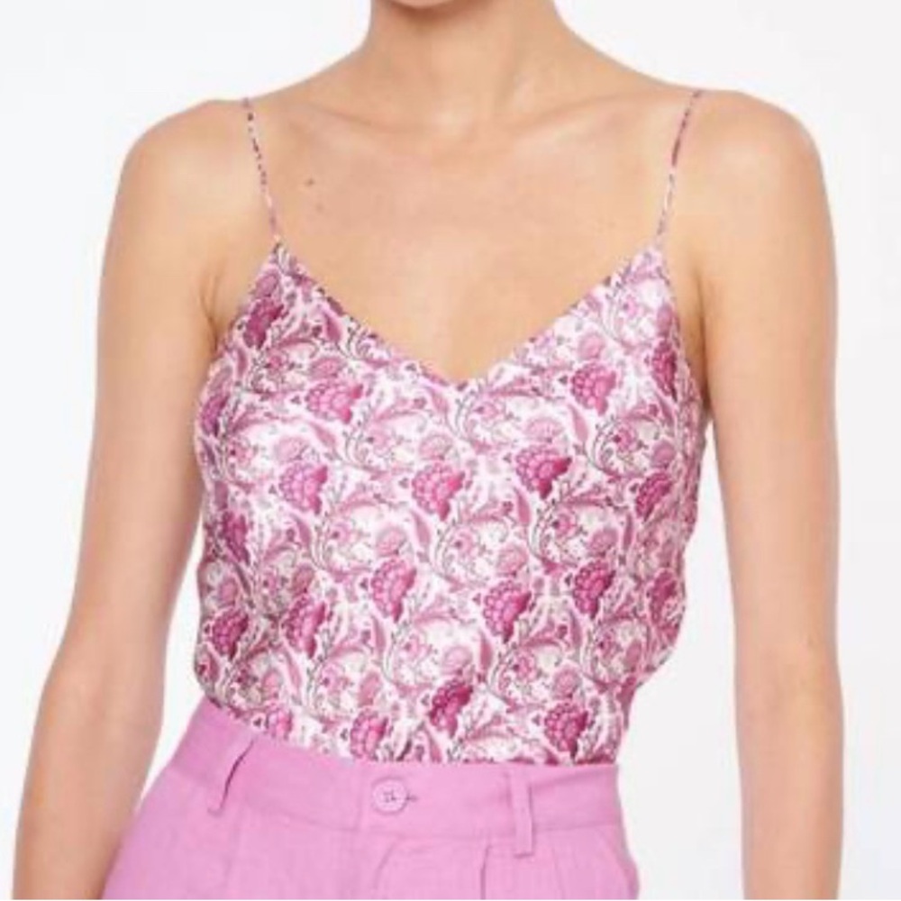 Cami NYC Raine pink silk cami top in paisley pansy size Small